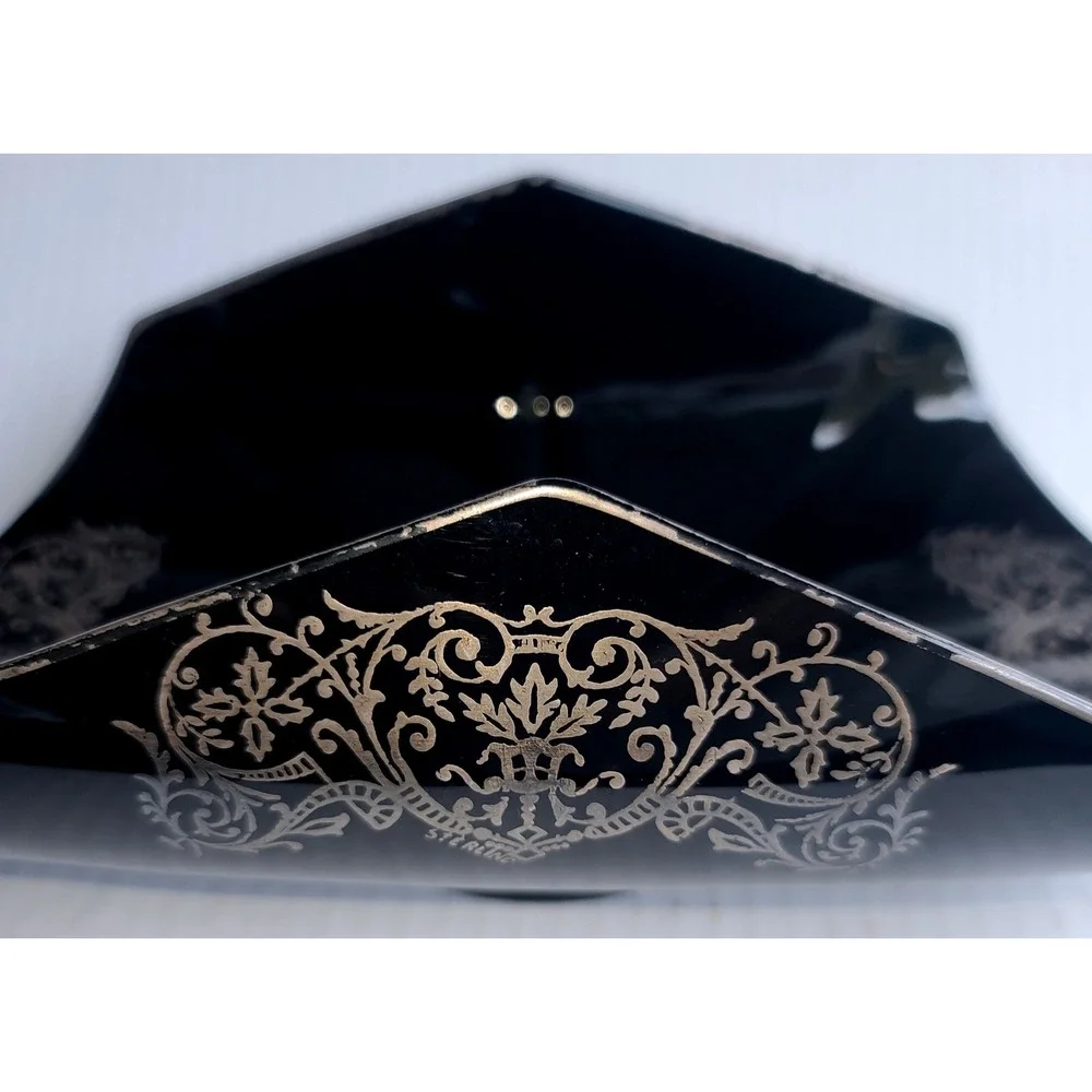 Vintage‎ 1940's Edwardian Style Sterling Silver Overlay Ebony Tri-Corner Bowl